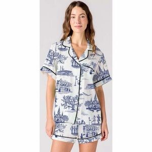 Katie Kime New Orleans Toile Pajama Set Blue White XL